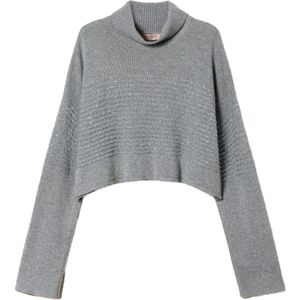 Twinset Kasjmiermix Gebreide Trui , Gray , Dames , Maat: S