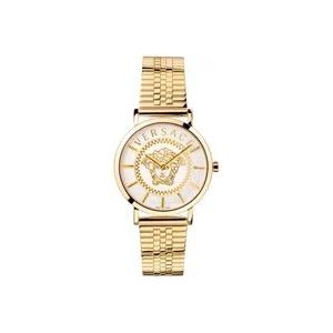 Versace Essential Goud Roestvrij Stalen Horloge , Yellow , Dames , Maat: ONE Size