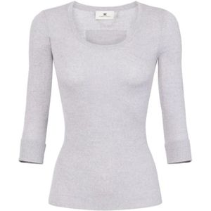 Elisabetta Franchi, Dames, Truien, Blauw, Maat: XS Wol,