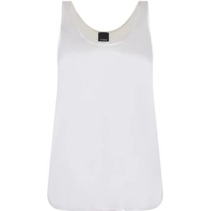 Pinko - Zijden Top - Wit - Dames - M - Met Afgeronde Zoom