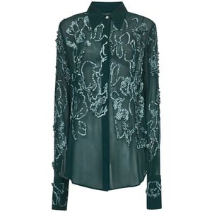 Dries Van Noten, Dames, Blouses & Shirts, Groen, Maat: M Viscose,