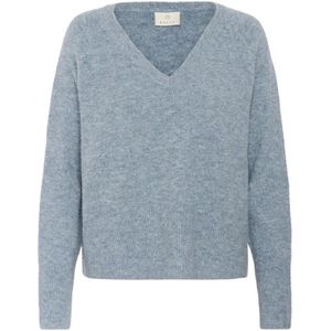 Kaffe - KAniel V-neck - Gebreide Pullover - Blauw