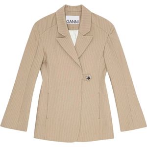 Ganni, Dames, Jassen, Beige, Maat: M