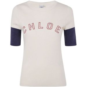 Chloé, Dames, Tops, Beige, Maat: L Katoen,