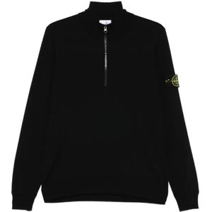 Stone Island, Heren, Truien, Zwart, Maat: XL Wol,