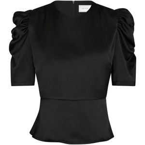 Neo Noir, Dames, Blouses & Shirts, Zwart, Maat: XS Satijn,