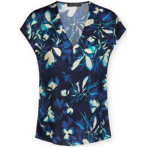 Elena Mirò, Dames, Blouses & Shirts, Blauw, Maat: L Viscose,
