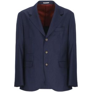 Brunello Cucinelli, Heren, Jassen, Blauw, Maat: XL Wol,