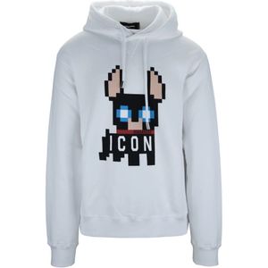 Dsquared2, Heren, Sweatshirts & Hoodies, Wit, Maat: L Katoen,