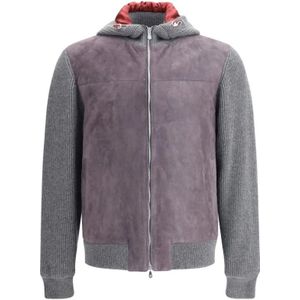Brunello Cucinelli, Heren, Jassen, Grijs, Maat: L Zijde,