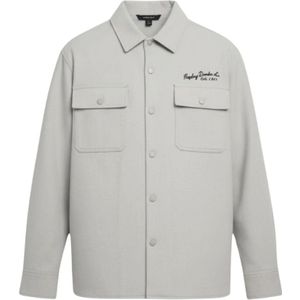 Replay, Heren, Overhemden, Grijs, Maat: S Wol,