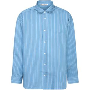 Acne Studios, Heren, Overhemden, Blauw, Maat: L Poliester,