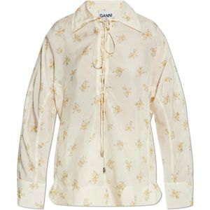 Ganni, Dames, Blouses & Shirts, Geel, Maat: XS Viscose,