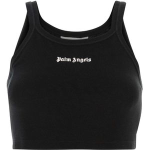 Palm Angels, Dames, Tops, Zwart, Maat: XS Katoen,