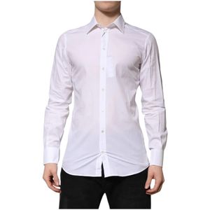 Dolce & Gabbana - Lange Mouw Jurk Shirt - Wit - Katoen