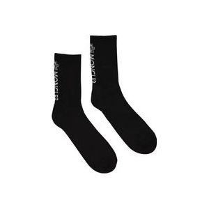 Moncler Logo Lange Sokken Katoen Elastaan , Black , unisex , Maat: M