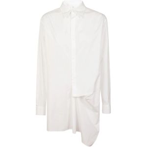 Yohji Yamamoto, Dames, Blouses & Shirts, Wit, Maat: M Katoen,