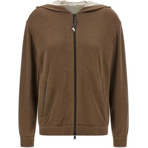 Brunello Cucinelli, Dames, Sweatshirts & Hoodies, Bruin, Maat: M Katoen,