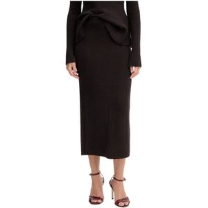 Twinset - Geribbelde Gebreide Midi Rok - Zwart - Dames