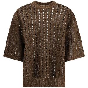 Brunello Cucinelli, Dames, Truien, Bruin, Maat: S Zijde,