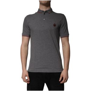 Dolce & Gabbana - Polo T-shirt - Grijs - Katoen - Korte Mouwen