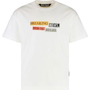 Palm Angels, Heren, Tops, Wit, Maat: S Katoen,