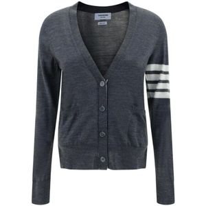 Thom Browne, Dames, Truien, Grijs, Maat: 2XS Wol,