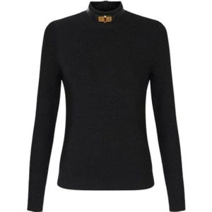 Elisabetta Franchi, Dames, Truien, Zwart, Maat: XS Wol,
