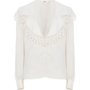 Chloé, Dames, Blouses & Shirts, Beige, Maat: S Zijde,