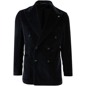Tagliatore, Heren, Pakken, Blauw, Maat: L Velours,