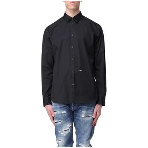 Dsquared2, Heren, Overhemden, Zwart, Maat: L Katoen,
