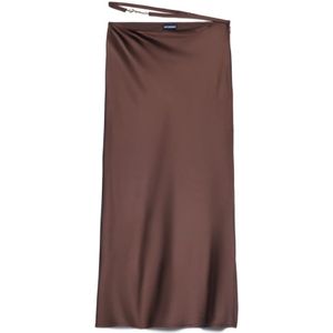 Jacquemus Gouden Logo Satijnen Midi Rok , Brown , Dames , Maat: L