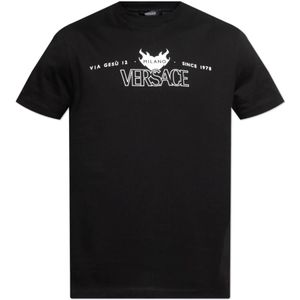 Versace, Heren, Tops, Zwart, Maat: M Katoen,