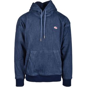 Diesel, Heren, Sweatshirts & Hoodies, Blauw, Maat: 2XL Katoen,