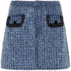 Self Portrait, Dames, Rokken, Blauw, Maat: M Denim,