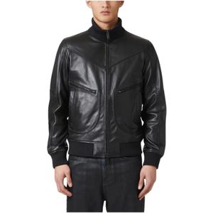 Iceberg, Heren, Jassen, Zwart, Maat: L Leer,