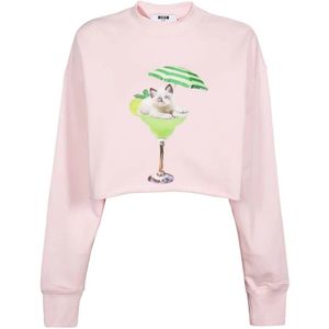 Msgm, Dames, Sweatshirts & Hoodies, Roze, Maat: M Katoen,