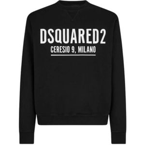Dsquared2, Heren, Sweatshirts & Hoodies, Zwart, Maat: M Katoen,