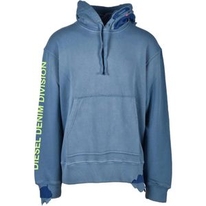Diesel, Heren, Sweatshirts & Hoodies, Blauw, Maat: S Katoen,