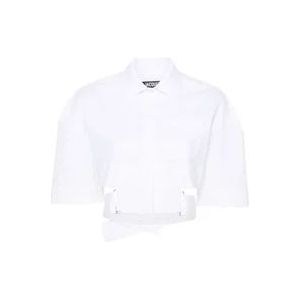 Jacquemus Witte Poplin Overhemd met Uitgesneden Details , White , Dames , Maat: S