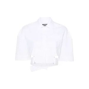 Jacquemus Witte Poplin Overhemd met Uitgesneden Details , White , Dames , Maat: 2XS