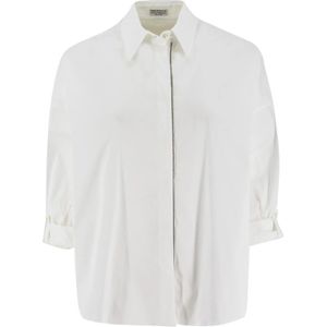 Brunello Cucinelli, Dames, Blouses & Shirts, Wit, Maat: S Katoen,