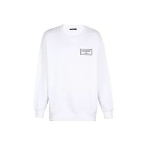 Balmain Sweatshirt met rubberen patch , White , Heren , Maat: L