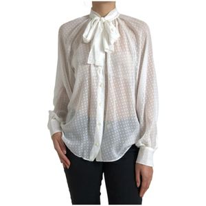Dolce & Gabbana - Blouse - Wit - Lange Mouwen - Strik Hals
