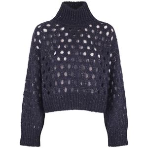 Brunello Cucinelli, Dames, Truien, Blauw, Maat: M Wol,