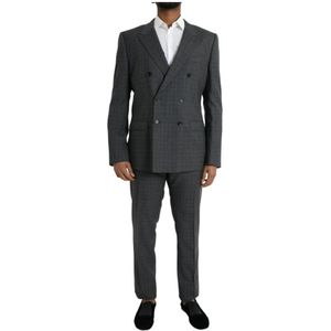 Dolce & Gabbana, Heren, Pakken, Grijs, Maat: 2XL Wol,