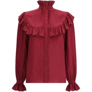 Saint Laurent, Dames, Blouses & Shirts, Rood, Maat: 2XS Zijde,