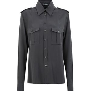 Tom Ford, Dames, Blouses & Shirts, Bruin, Maat: S Zijde,