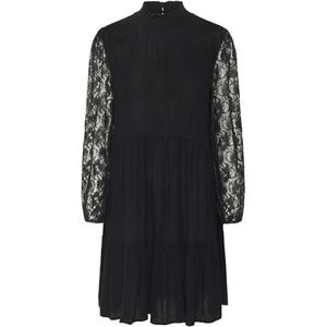 Kaffe - KAStine - Jurk - Zwart - Knielengte - Losse Pasvorm - Lange Mouw