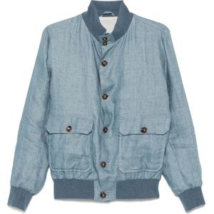 Barba, Heren, Jassen, Blauw, Maat: XL Linnen,